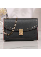Black Rivet Chains Turnlock Shoulder Bag