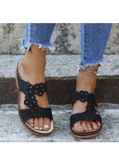 Open Toe Low Heel Black Sliders