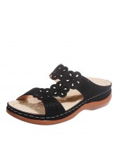 Open Toe Low Heel Black Sliders