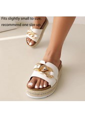 Open Toe Low Heel White Sliders