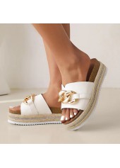 Open Toe Low Heel White Sliders