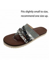 Fish Scales Print Toe Post Falt Grey Flip Flops