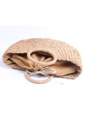 Circular Design Light Camel Drawstring Hand Bag