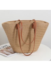 Straw Light Camel Zip Shoulder Bag
