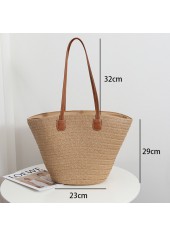 Straw Light Camel Zip Shoulder Bag