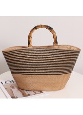 Light Camel Open Striped Hand Bag