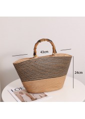 Light Camel Open Striped Hand Bag