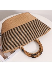 Light Camel Open Striped Hand Bag