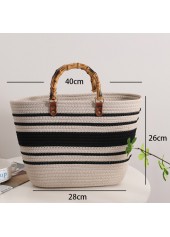 Contrast White Striped Open Hand Bag
