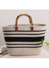 Contrast White Striped Open Hand Bag