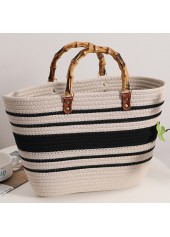 Contrast White Striped Open Hand Bag