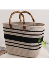 Contrast White Striped Open Hand Bag