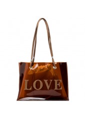 Dark Coffee Drawstring Letter Shoulder Bag