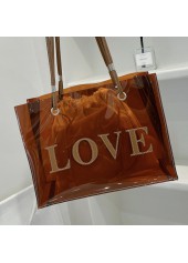 Dark Coffee Drawstring Letter Shoulder Bag