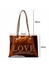 Dark Coffee Drawstring Letter Shoulder Bag