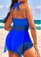 Lace Royal Blue Patchwork Swimdress Top-No Bottom