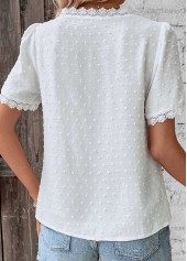 Lace White V Neck Short Sleeve T Shirt