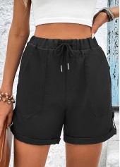Black Drawastring High Waisted Pocket Shorts