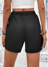 Black Drawastring High Waisted Pocket Shorts