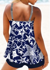 Animal Print Circular Ring Navy Tankini Top-No Bottom