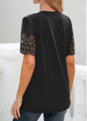 Plaid Black Short Sleeve Fake Two Piece Twinset