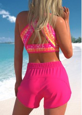 Hot Pink High Waisted Tie Dye Print Bikini Set