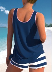 Mid Waisted Tropical Plants Print Tie Tankini Set