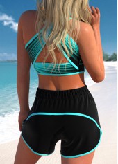 High Waisted Ombre Criss Cross Cyan Bikini Set