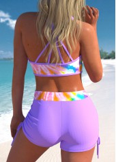 Multi Color Tie Dye Print Three-piece Tankini Set