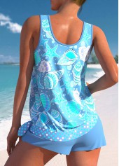 Mid Waisted Bowknot Neon Blue Tankini Set
