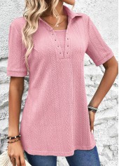 Pink Short Sleeve Eyelet T Shirt