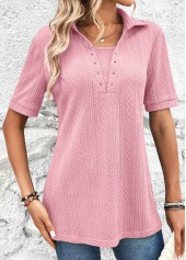 Pink Short Sleeve Eyelet T Shirt