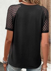 Black Round Neck Short Sleeve Lace T Shirt