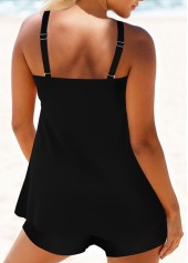 Ombre Circular Ring Black Tankini Top-No Bottom