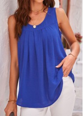 Royal Blue Scoop Neck Ruched Tank Top