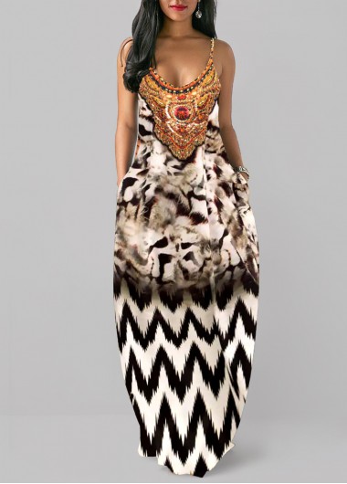 Leopard Pocket Multi Color O Shape Maxi Dress 34$