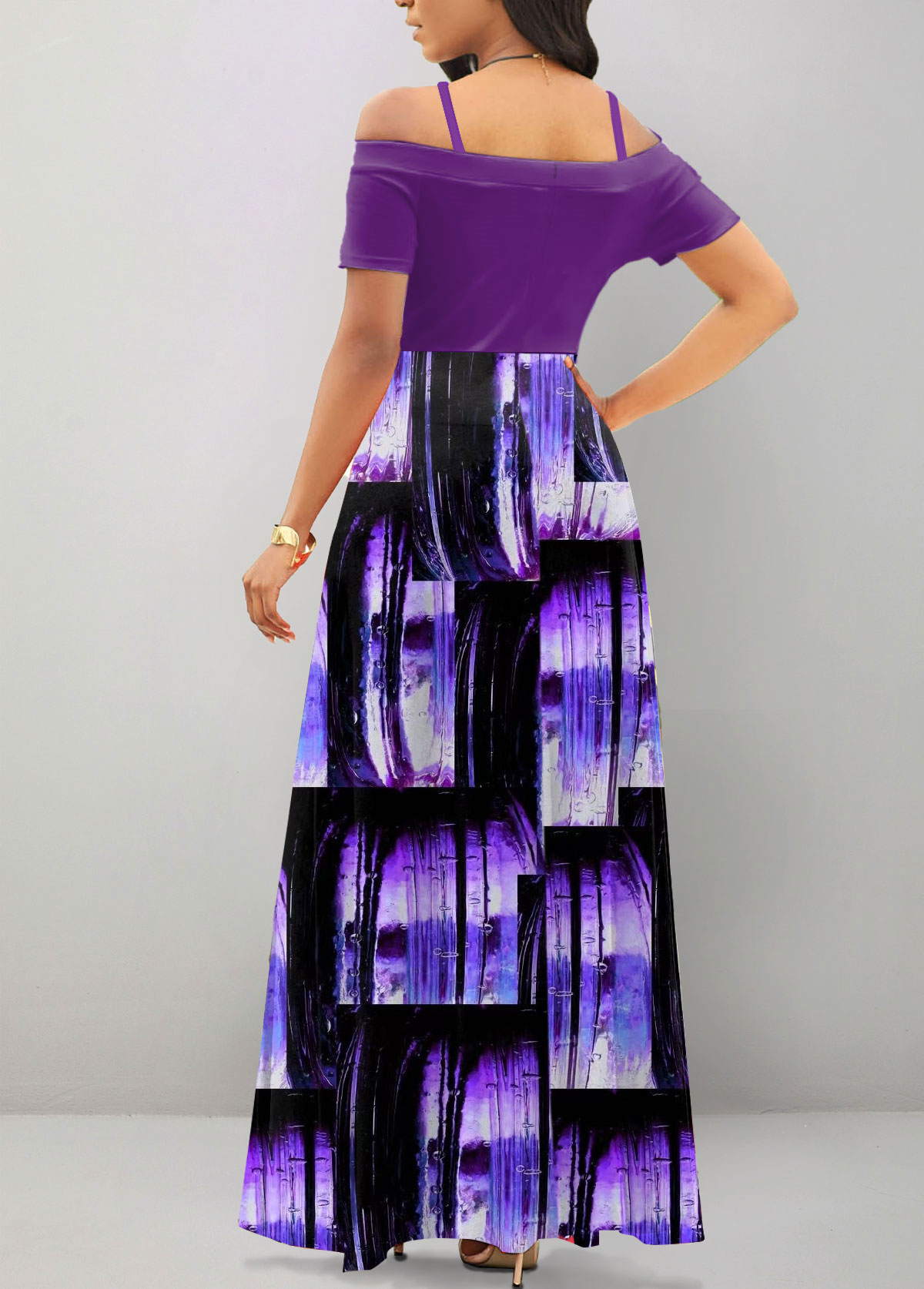 Ombre Criss Cross Purple Off Shoulder Maxi Dress