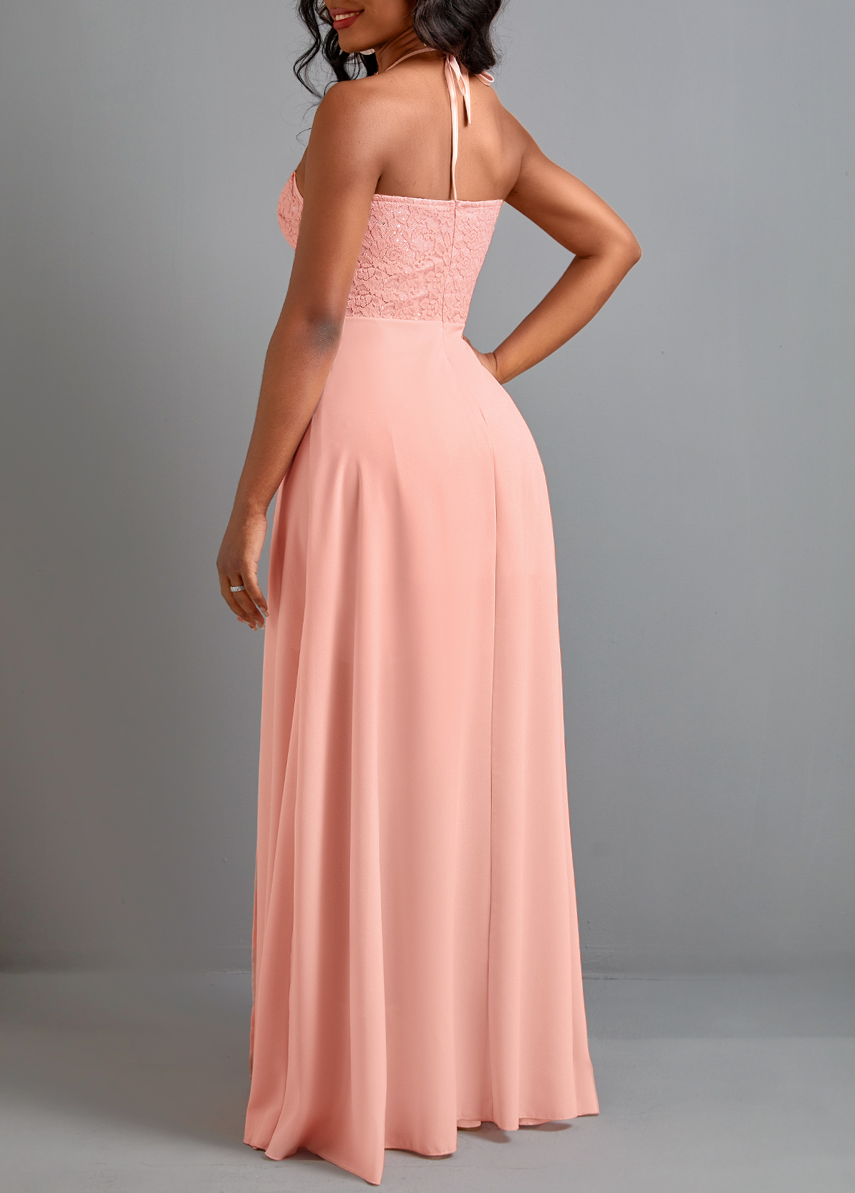 Sleeveless Tie Dusty Pink Maxi Dress