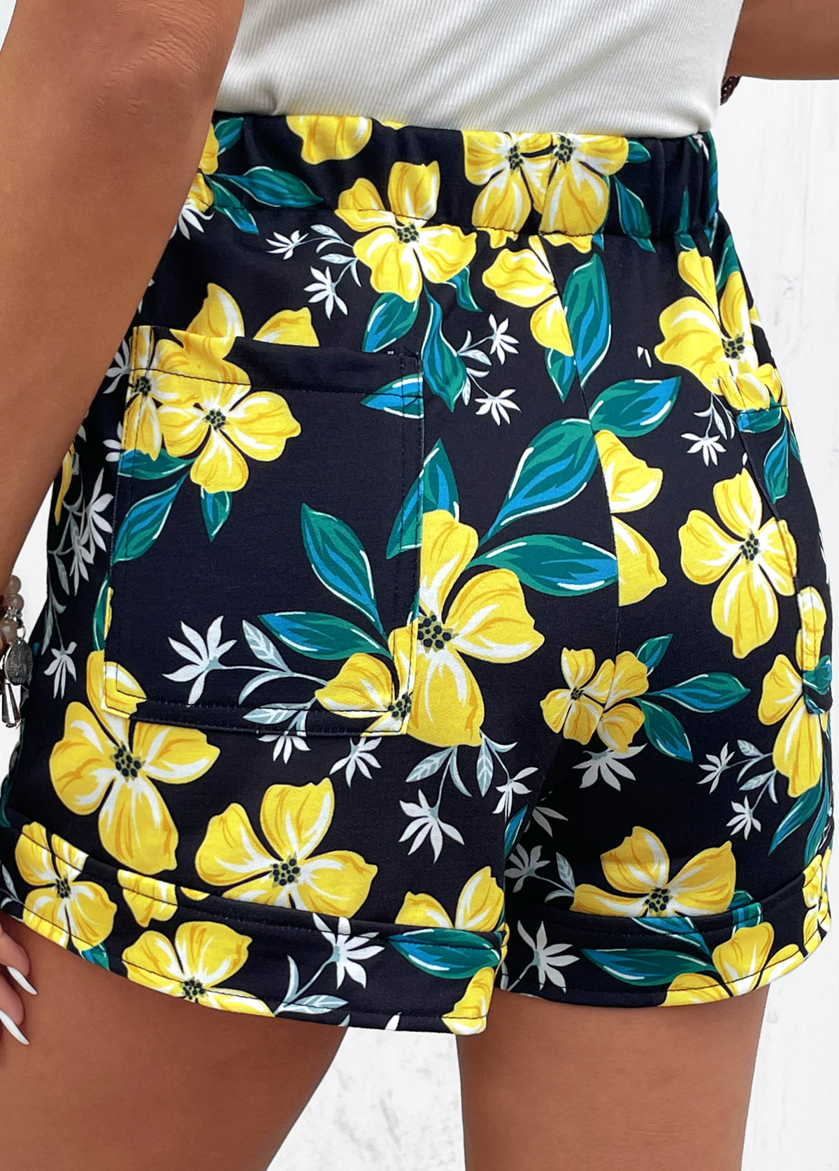 Floral Print Pocket Multi Color Regular Shorts