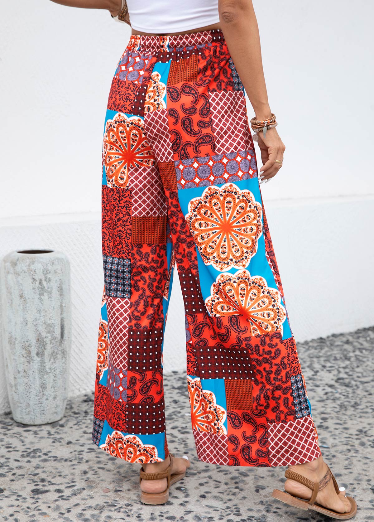 Tribal Print Drawstring Multi Color Drawastring Pants