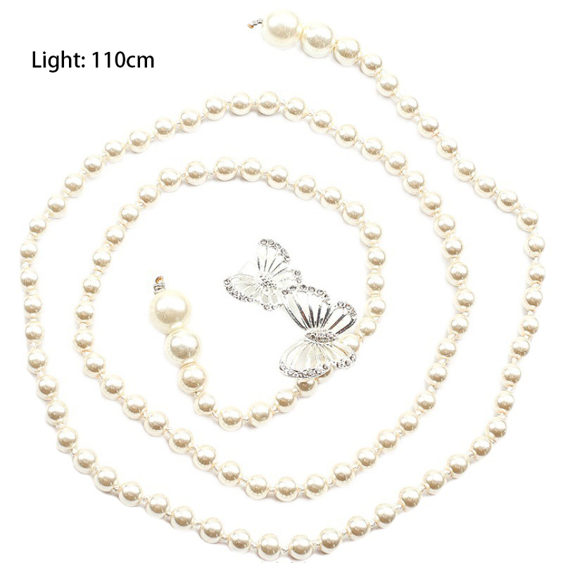 Pearl Silvery White Butterfly Design Belt