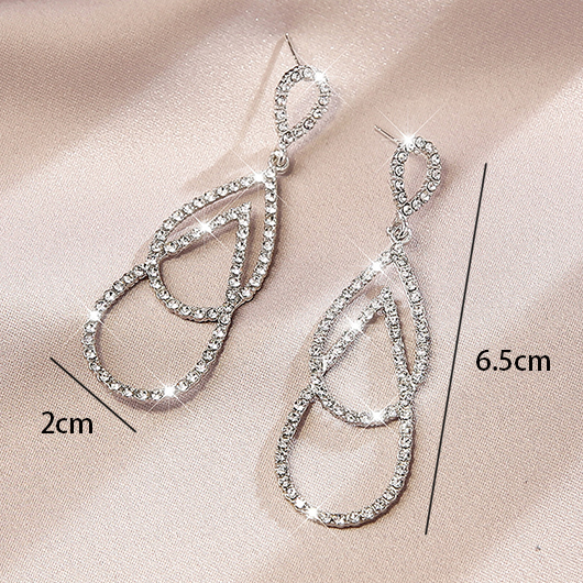 Silvery White Teardrop Design Alloy Earrings