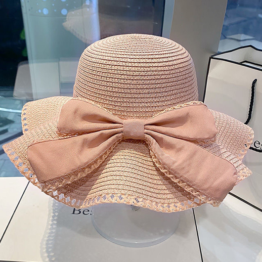 Bowknot Design Light Pink Visor Hat