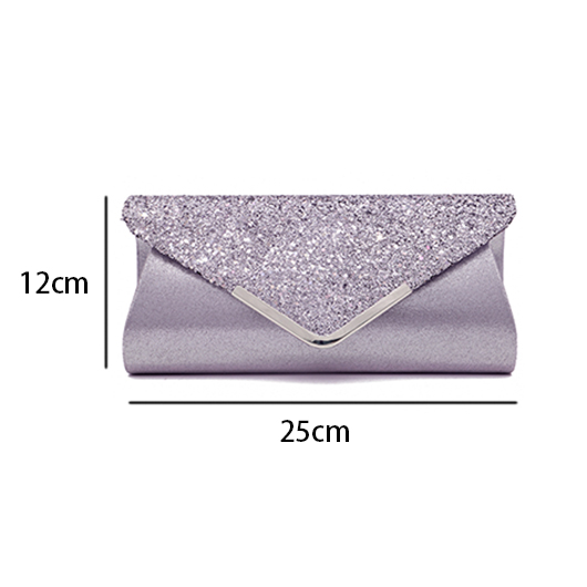 Light Grey Magnetic V Design Sequined Evening Bag