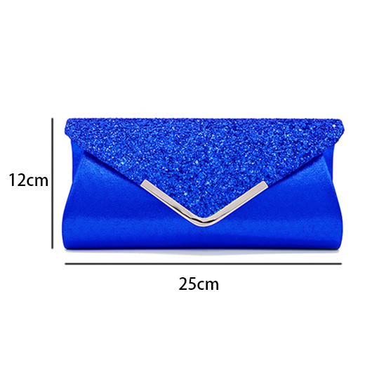 Royal Blue Magnetic V Design Sequined Evening Bag