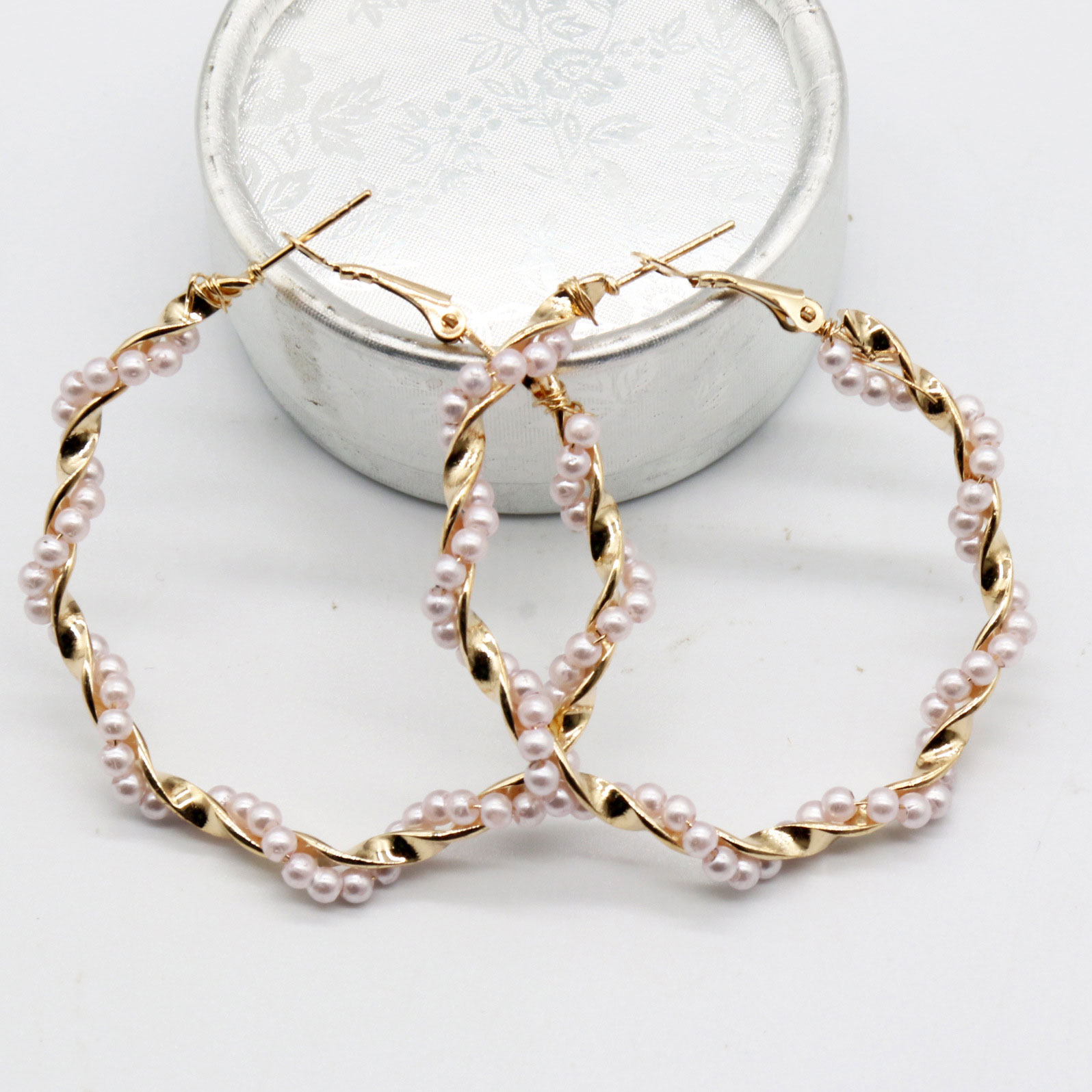 Plear Design Gold Metal Round Earrings