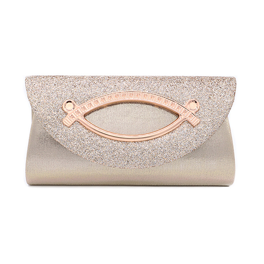 Champagne Cutout Sequined Magnetic Evening Bag
