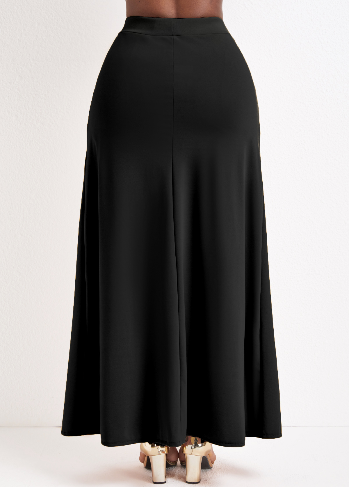 Pocket Black A Line Drawastring Maxi Skirt