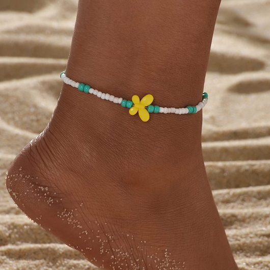 Beads Detail Turquoise Butterfly Design Anklet
