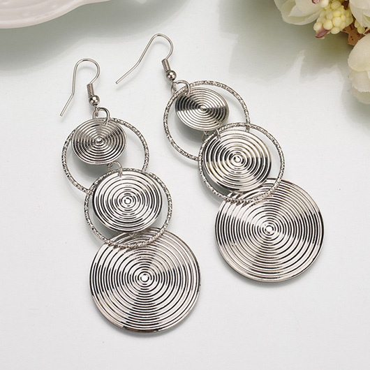 Circular Design Copper Silver Round Earrings